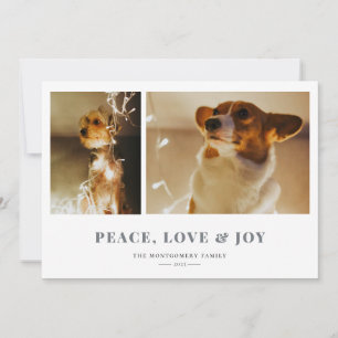 Peace Love Joy Grey Fair Isle Photo Holiday Card
