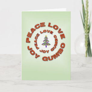 Peace,Love,Joy,Gumbo Fleur de Lis Xmas Tree Holiday Card