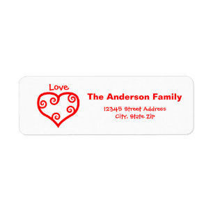Peace, Love, Joy Heart  - Address Label Return Address Label