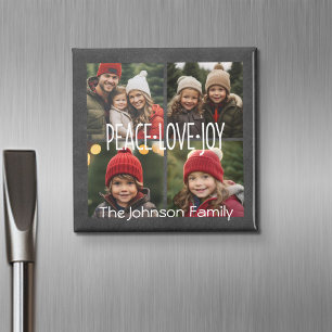 Peace Love Joy Holiday Chalkboard Photo Collage Magnet