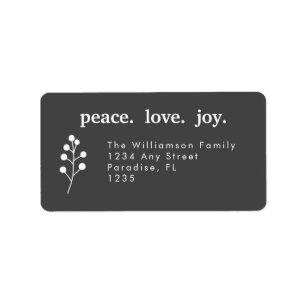 Peace Love Joy Holiday Christmas Holly Berries Label