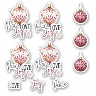 Peace Love Joy Holiday Ornaments and Script