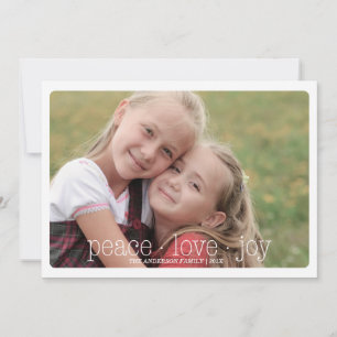 Peace, Love, Joy Holiday Photocard - Red Card