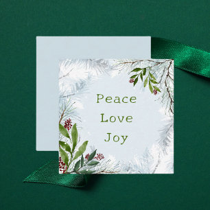 Peace Love Joy Holiday Pine Greenery Card