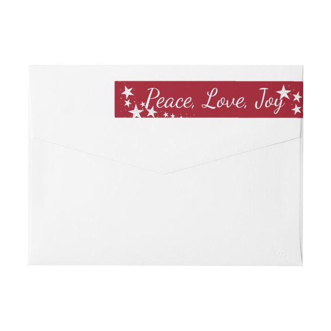 Peace Love Joy Holiday Stars Red and White Wrap Around Label (Back)