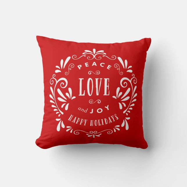 Peace Love & Joy | Holiday Throw Pillow (Front)