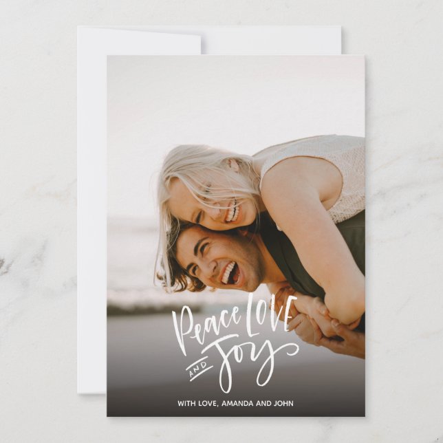 Peace Love Joy | Holidays Vertical Photo Christmas Holiday Card (Front)