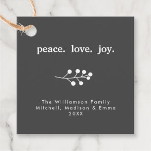 Peace Love Joy Holly Berries Holiday Christmas  Favour Tags