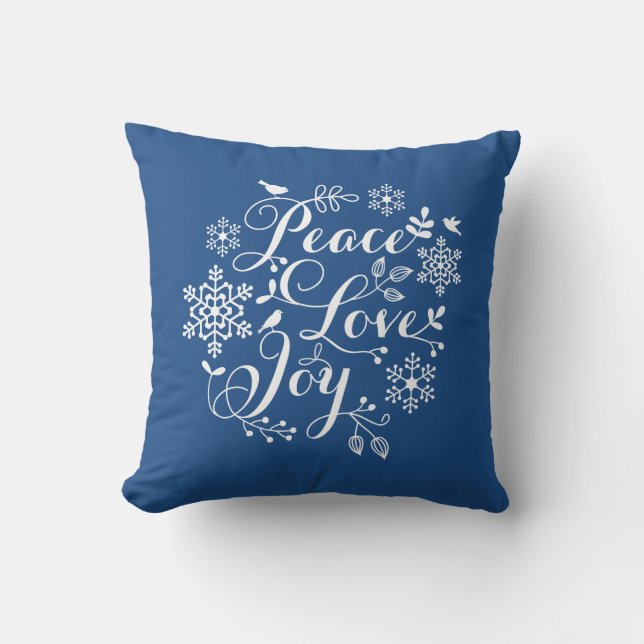 Peace, Love, Joy, Merry Christmas Cushion (Front)