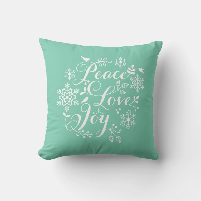 Peace, Love, Joy, Merry Christmas Cushion (Front)