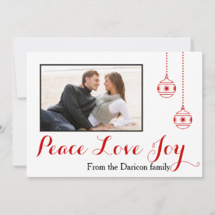 Peace, Love, Joy modern Christmas Groupon photo Holiday Card