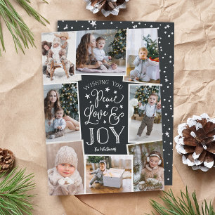 Peace, Love & Joy Multi Photo Collage Holiday Card
