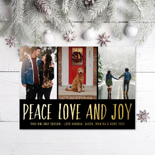 Peace Love Joy Multi-photo Holiday Photo Foil Card