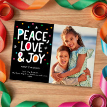 Peace Love Joy One Photo Holiday Card