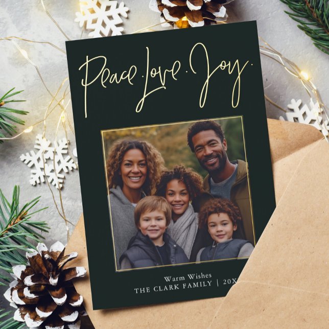"Peace Love Joy" Photo Foil Holiday Card (Creator Uploaded)
