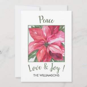 Peace, Love & Joy Poinsettia Holiday Card