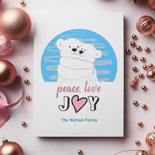 Peace Love Joy Polar Bears Christmas Holiday Card