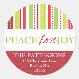 Peace Love Joy Polka Dots & Stripes Address Label