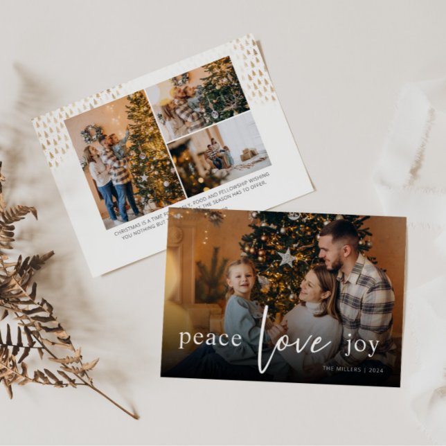 Peace Love Joy Script Full Photo Holiday Card (Creator Uploaded)