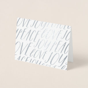 Peace Love Joy Silver Foil Christmas Greeting Card