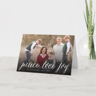 Peace Love Joy Simple Script Holiday Photo Card