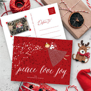 Peace Love Joy Snowflakes Christmas Fairy Postcard