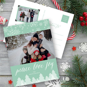 Peace Love Joy Snowflakes Winter Wonderland Trees Holiday Postcard