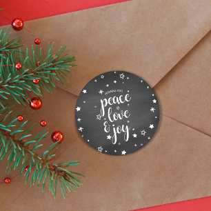 Peace Love Joy Star Christmas Holiday Classic Round Sticker