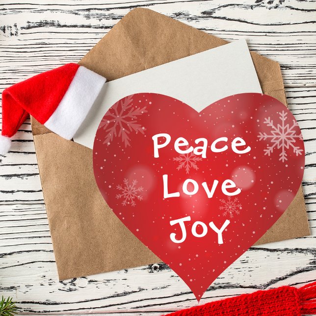 Peace Love Joy Stylish Red Christmas Holiday Heart Sticker (Creator Uploaded)