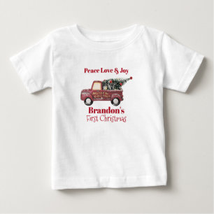 Peace Love & Joy Toy Truck First Christmas Baby T-Shirt