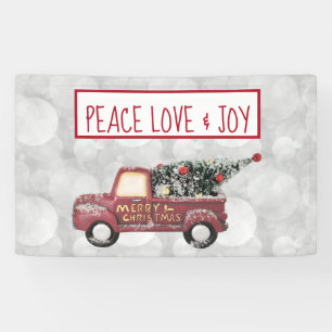Peace Love & Joy Toy Truck Merry Christmas Banner