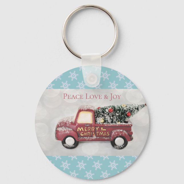 Peace Love & Joy Toy Truck Merry Christmas Key Ring (Front)