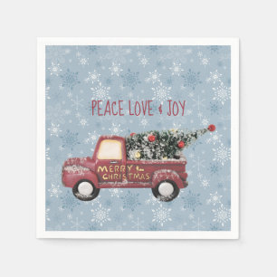 Peace Love & Joy Toy Truck Merry Christmas Napkin