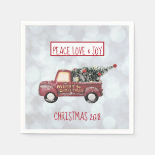 Peace Love & Joy Toy Truck Merry Christmas Napkin