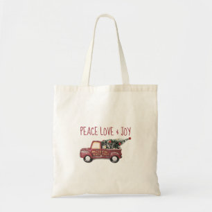 Peace Love & Joy Toy Truck Merry Christmas Tote Bag