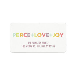 PEACE LOVE JOY TYPOGRAPHY HOLIDAYS FESTIVE LABEL