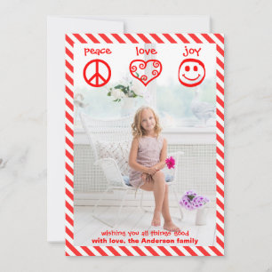 Peace, Love, Joy Vertical - 3x5 Christmas Card