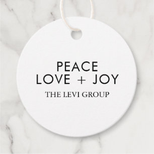 Peace Love Joy White Black Christmas Chic Holiday Favour Tags