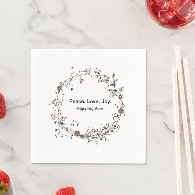 Peace love joy winterberry rustic boho wildflowers napkin (Creator Uploaded)