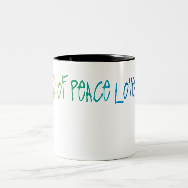 Peace, Love & Joy Words Two-Tone Coffee Mug (Center)