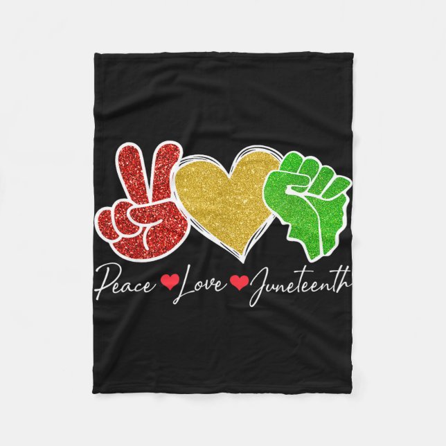 Peace love juneteenth 1865 black pride freedom fleece blanket (Front)