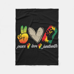 Peace Love Juneteenth African American 1865 Women  Fleece Blanket