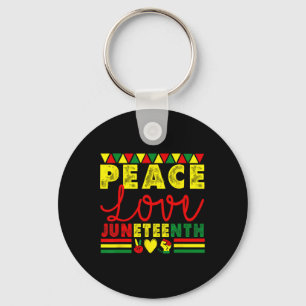 Peace Love Juneteenth African American Black Histo Key Ring