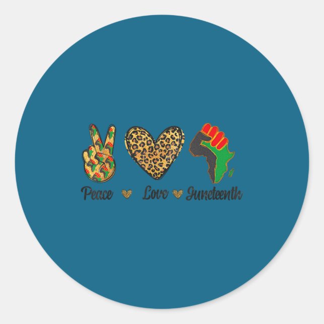 Peace love juneteenth black pride independence day classic round sticker (Front)