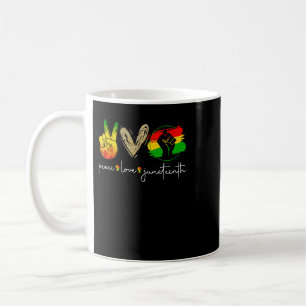Peace Love Juneteenth Finger Heart Hand Independen Coffee Mug