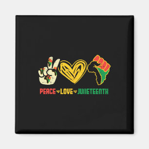 Peace Love Juneteenth Flag June 19th African Black Magnet