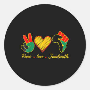 Peace Love Juneteenth Pride Black Girl Black Queen Classic Round Sticker