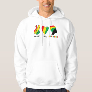 Peace Love Juneteenth Pride Black Girl Black Queen Hoodie