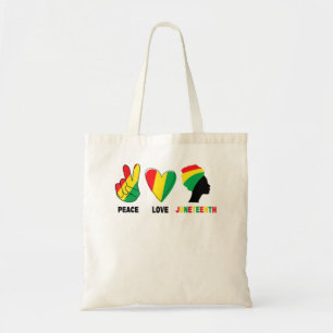 Peace Love Juneteenth Pride Black Girl Black Queen Tote Bag