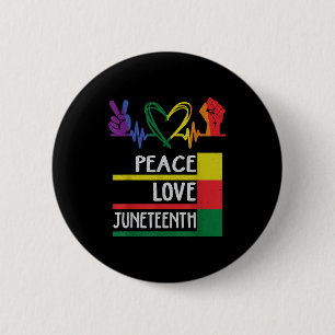 Peace love juneteenth pride black girl queen women 6 cm round badge